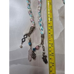 Pastel Handfasting Cord Braided Ribbon Lace Rose Quartz Pentacle Charms 53in D1