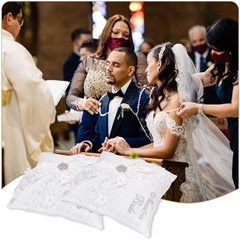 Nuestra Boda Wedding Kneeling Pillows Cover Set of 2, 16 x 16 Inch Embroidered