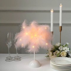 15″ Feather Desk Lamp Decorative LED Light Table Centerpiece Home Supplies