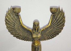 Egyptian Lady Candle Holder Statue Brass Greek Goddess Idol Candle Lamp CA488