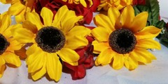 17 Piece Wedding Bouquet Set, Red Roses, Yellow Sunflowers, Bouquet Package
