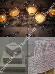 2x 10 Yard Silver Wedding Decorate Rhinestone Diamond Wraps Ribbon Mesh Roll