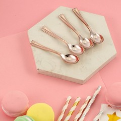 96 ROSE GOLD 4″ long Dessert Spoons Wedding Party Events Disposable Tableware
