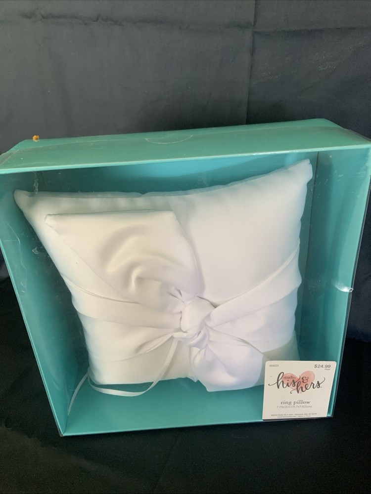 White Satin Bowknot Ring Bearer Pillow Cushion Ceremony Wedding