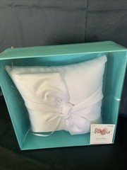 White Satin Bowknot Ring Bearer Pillow Cushion Ceremony Wedding