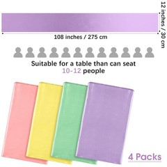 Aneco 12 Pack Satin Table Runner 12 x 108 Inch Pastel Rainbow Long Wedding Sa…