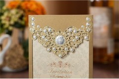 Gold Business Party Wedding Invitation Day Invite Card Laser Cut Personalised