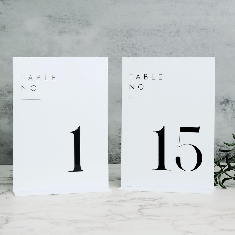 White Wedding Table Numbers 1-15 with Stands, 5×7 White Acrylic Table Numbers…