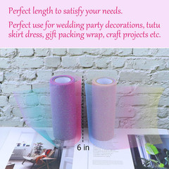 , 2 Pack Rainbow Glitter Tulle Netting Rolls for Table Runner Chair Sash Bow Wed