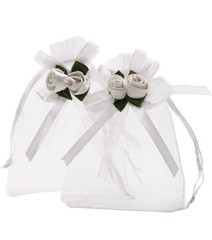Rose Sheer Organza Gift Bags 50Pcs 4X4” White Wedding Favor Favors Gift Bags