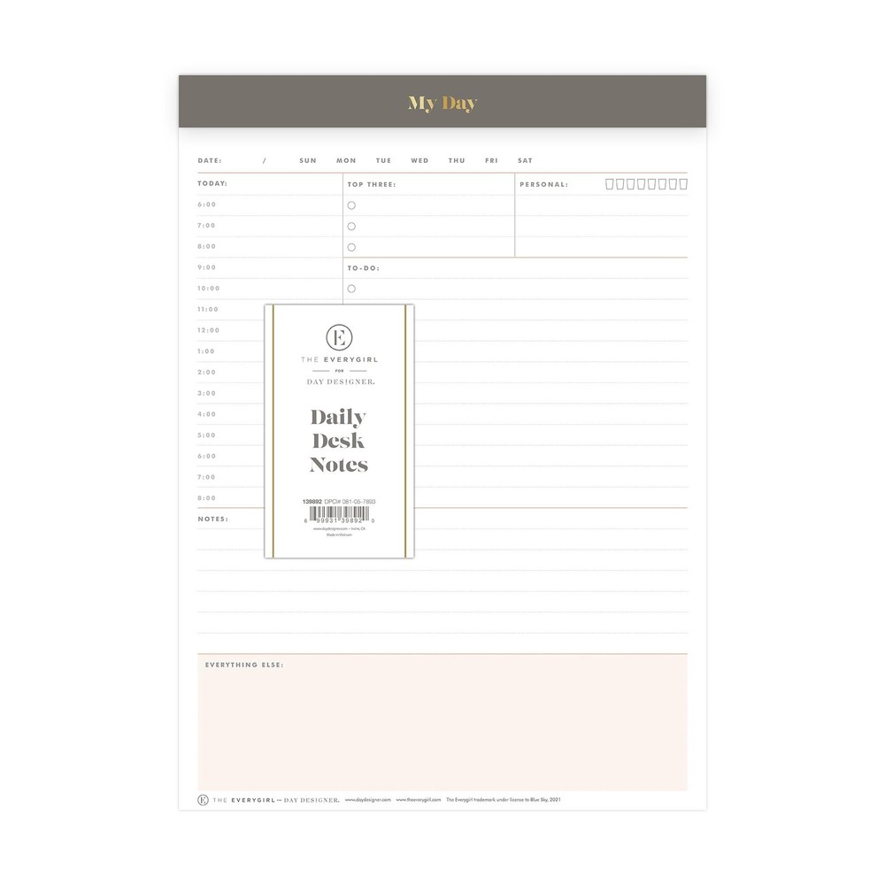Blue Sky Desk Notes, 7″ x 9″, Non-Dated Daily Notepad, Perforated Pages, Tear…