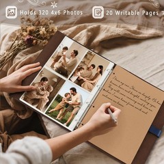 Artmag Photo Album 4×6 320 Photos, Thick Leather Cover Picture Album with 20 …