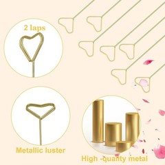 Heart Shape Floral Picks 20Pcs Metal Card Holders Wedding Party Table Decor New