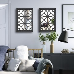 Wocred Set of 2 Rectangular Wall Mirror,Gorgeous Rustic Farmhouse Accent Mirr…