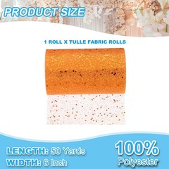 Tulle Fabric Rolls 6″ by 50 Yards Fabric Spool Tulle for DIY, Orange