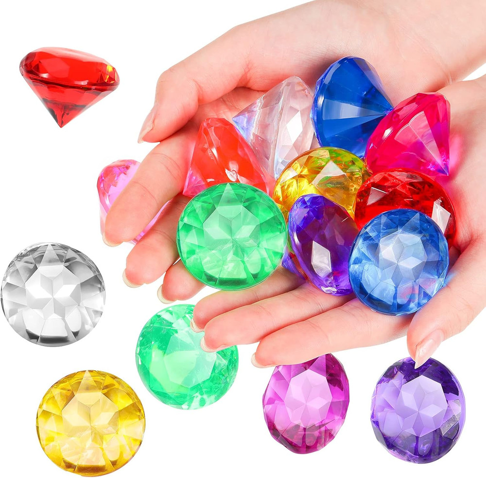 16 Pcs Acrylic Diamond Large Gems Pirate round Treasure Acrylic Gemstones Toy Ge