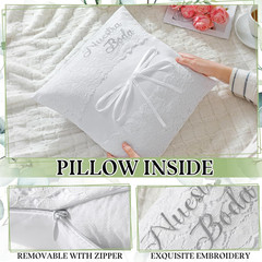 2Pcs Wedding Embroidered Kneeling Pillows Nuestra Boda 18 X 18 Inch Embroidered