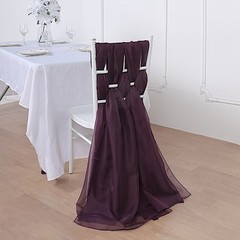10 Eggplant Purple Premium Chiffon CHAIR SASHES Wedding Reception Decorations