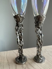 Pewter Heart Kissing Fairies – Champagne Flutes