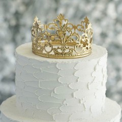 4″ wide GOLD Metal Crown Cake Topper Cupcake Centerpiece Dessert Events