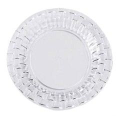 7″ CLEAR DESSERT PLASTIC PLATES Round Basketweave Party Wedding TABLEWARE