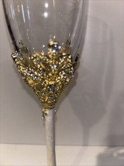 Wedding 2 Champagne Toasting Flutes Things Remembered Ivory Enamel Gold I0B