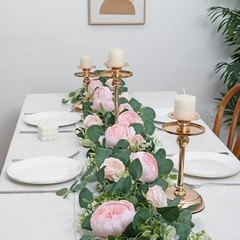 Artificial Flower Garlands Eucalyptus Garlands with Flowers 4PCS Light Pink