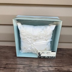 Studio His and Hers Wedding Ring Pillow 456434 White Nwt 7 x 7 x 3 Hobby Lobby