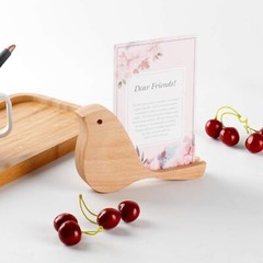 Unique Design Bird Shape Wood Acrylic Sign Holder Stand Wooden Menu Holders T…
