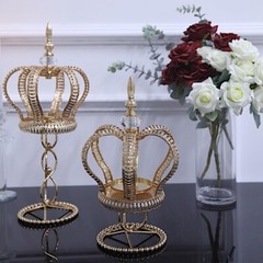 13″ Gold Metal Crown Spiral Pillar Votive CANDLE HOLDER Stand Centerpiece Party