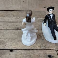 WeddingStar Reel Him In Porcelain Wedding Cake Topper Bride Groom NEW in Boxes