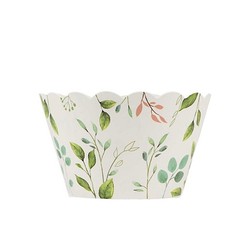 25 WHITE GREEN Eucalyptus Leaves Print Cupcake Liners Muffin WRAPPERS Events