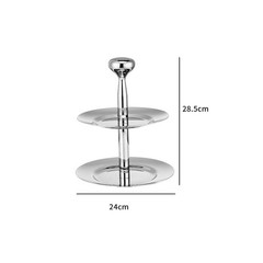 Fruit Tray with Central Pillar Stainless Steel Double-Level Serving Tray