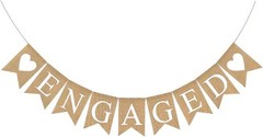 ic Engagement Decor, Burlap Bunting Banner, Beige, Wedding