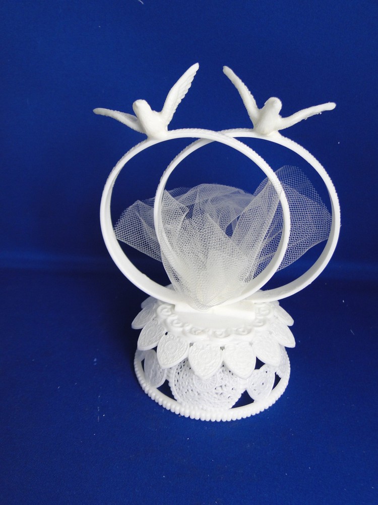 New Vintage Wilton Petite Double Rings Wedding CakeTop, doves, 103-4316
