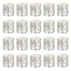 25Pcs Candle Wraps Decorate Tea Light Wrap for Decoration, Reflective Silver