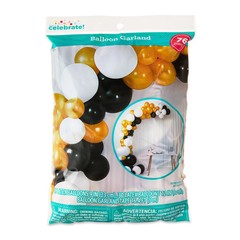Black/White/Gold Balloon Garland, 76 Pieces,