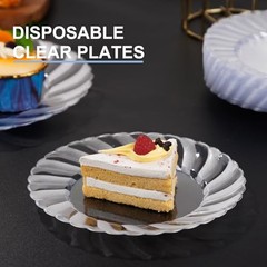 100 Pieces Clear Plastic Plates-6 Inch Plastic Dessert 6Inch-100pcs-Clear