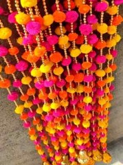 100 PC Multicolor Indian pom pom Christmas Wedding Decoration Mehndi functions