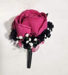 Fuchsia Pink Black Rose Calla Lily Bridal Wedding Bouquet Accessories
