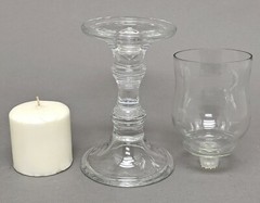 Candle Holders Clear Glass for Taper or 3″D Pillar Candle 4.5″Dx6.75″ High Set/2