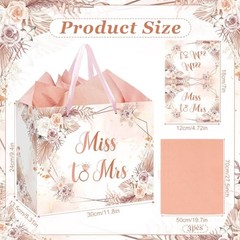 Bridal Shower Gift Bag Wedding Miss to Mrs Gifts Bag with Tissue Light Pink