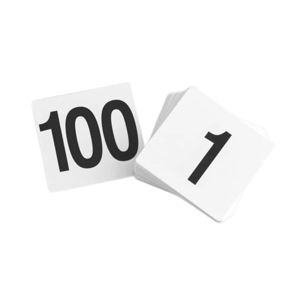 FAVSTOCK Number Cards 4″x4″ Black on White – Table Numbers 1-100, Double Sided