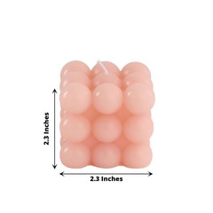 2 BLUSH Bubble Cube Unscented Paraffin Wax CANDLES Wedding Centerpieces Events
