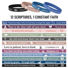 MATEPLUS 24P Bible Verse Silicone Bracelets, 12 Small, 12 colors