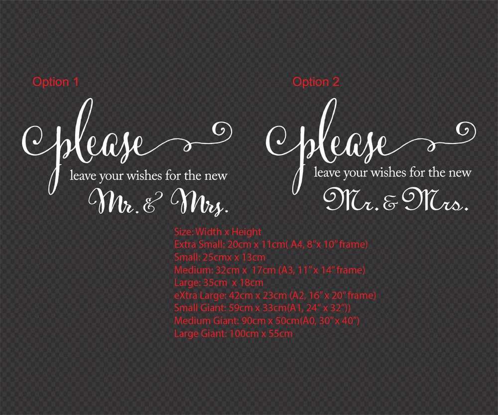 Please Leave your wishes to the New Mr. & Mrs.Cards Wedding Wishing Well Decal