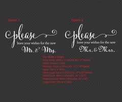 Please Leave your wishes to the New Mr. & Mrs.Cards Wedding Wishing Well Decal