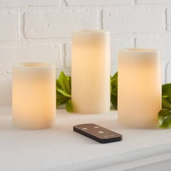 3pk 6″ x 3″ LED Flameless Black Wick Candle Cream – Threshold