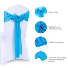 150 Chiffon Chair Sashes 7.5″ Wider Fuller Bow Wedding Party Multiuse Decoration