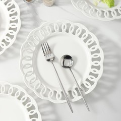 Fmbb 4 Pack 10 Dinner Serving Plates Lace Rim Bone Porcelain Round Tableware